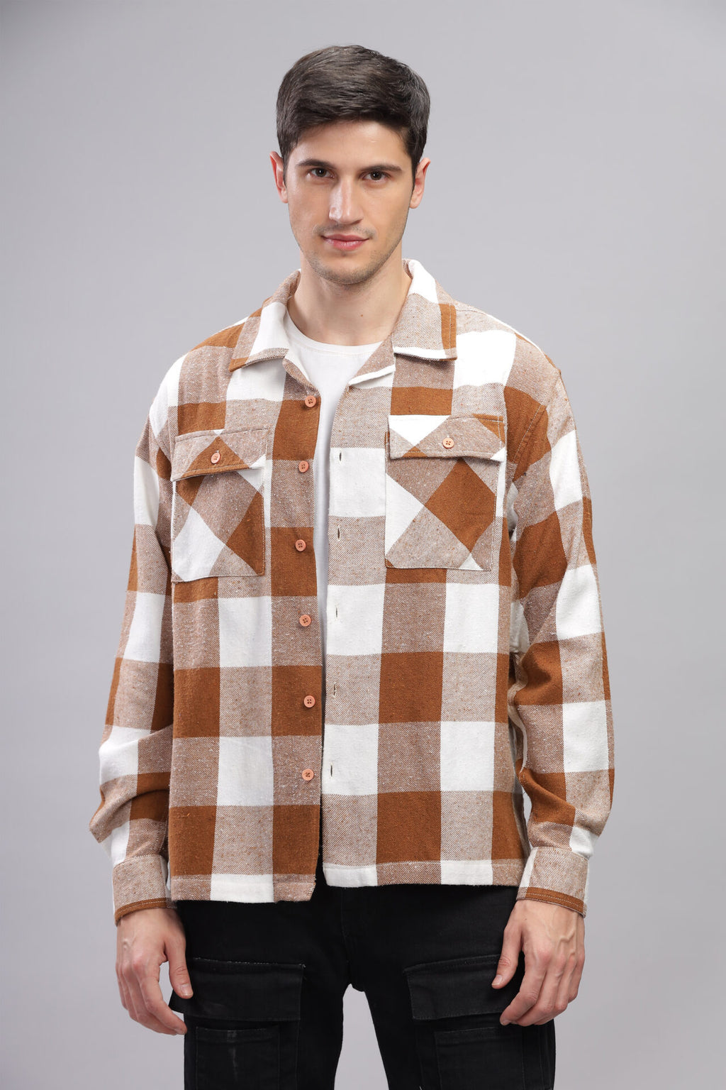 BROWN CHECKED SHACKET