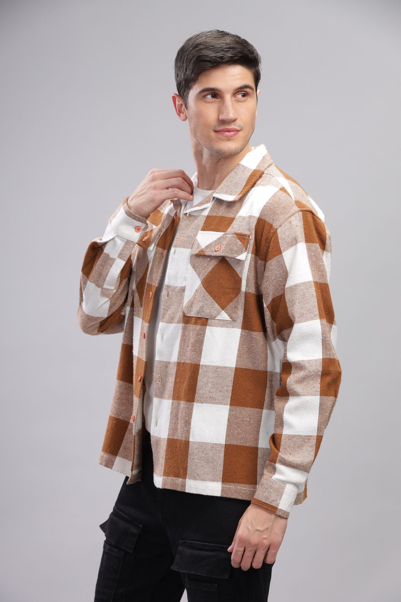 BROWN CHECKED SHACKET