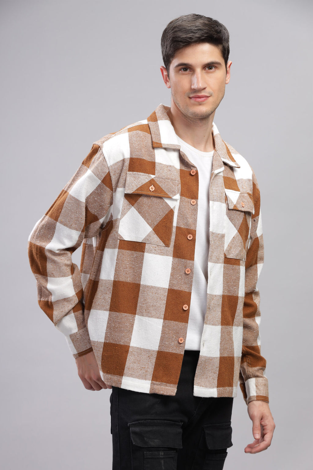 BROWN CHECKED SHACKET
