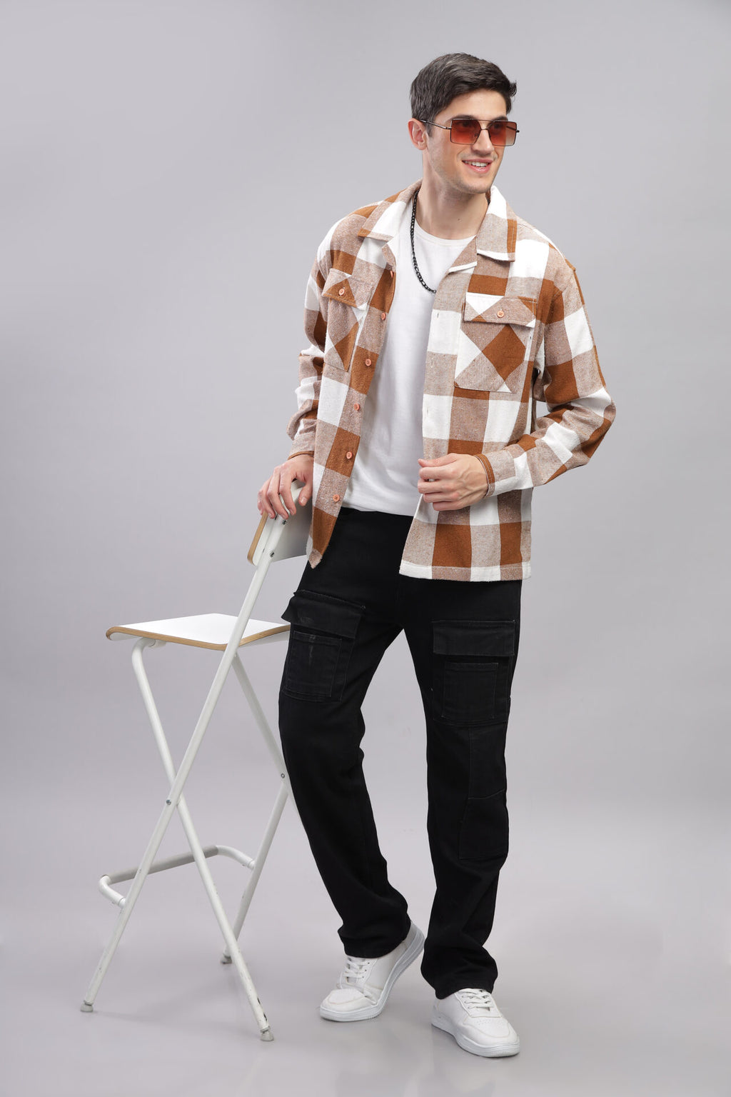 BROWN CHECKED SHACKET