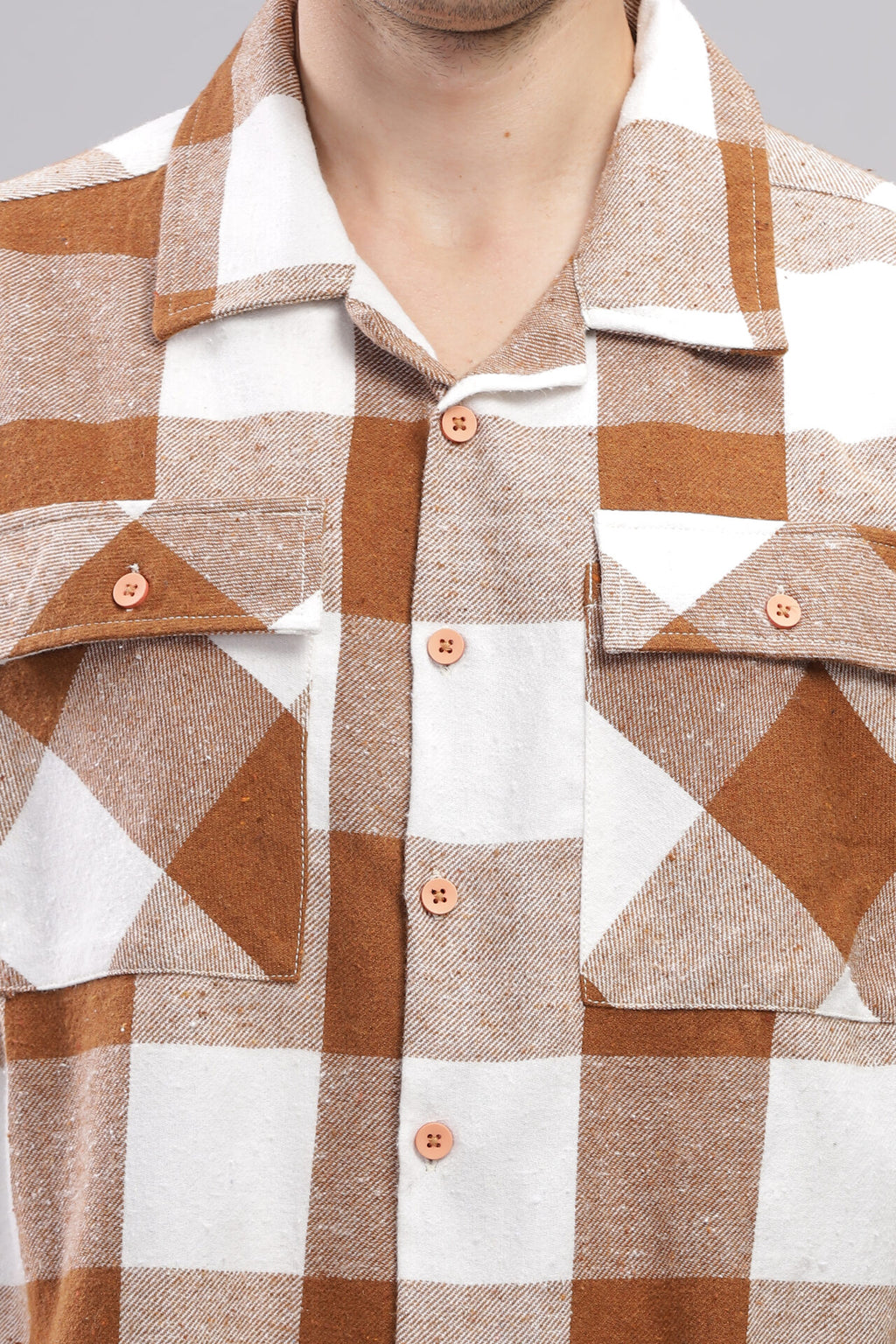 BROWN CHECKED SHACKET