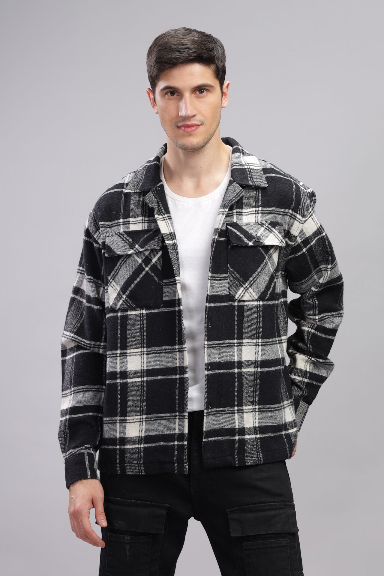 BLACK CHECKED SHACKET