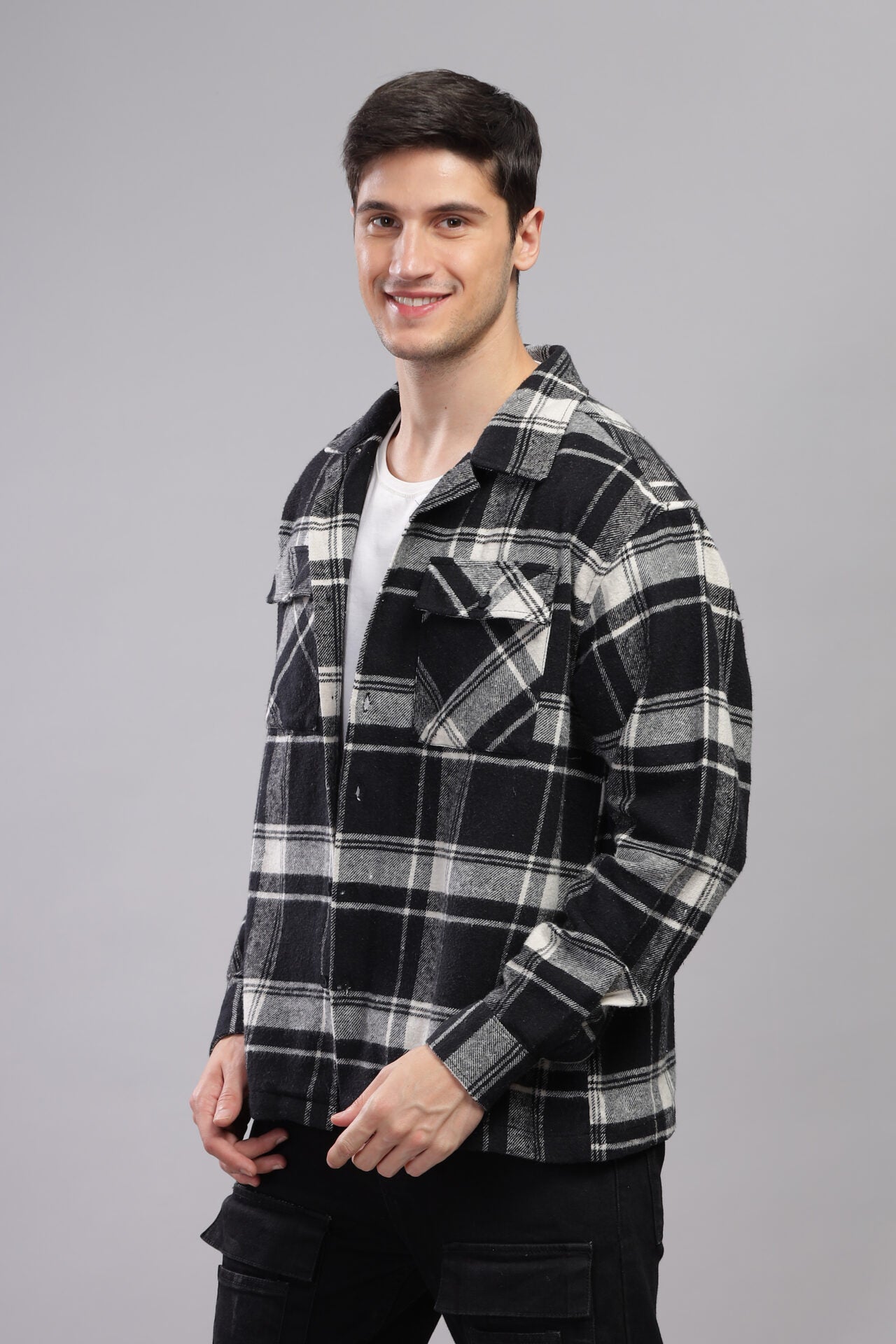 BLACK CHECKED SHACKET