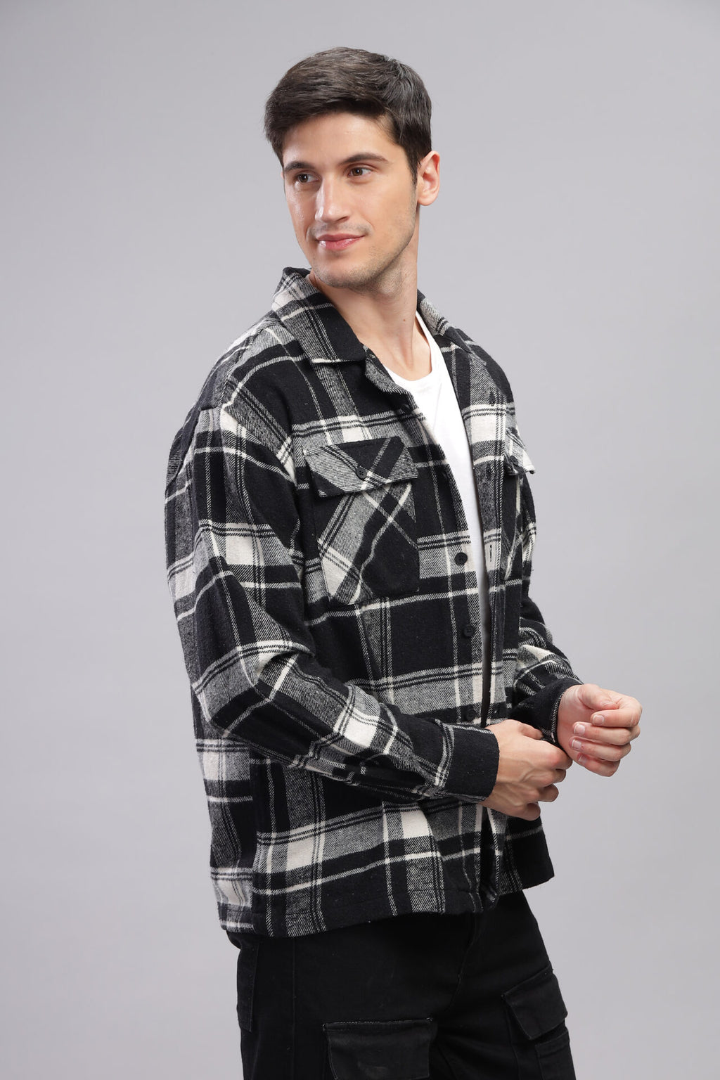 BLACK CHECKED SHACKET