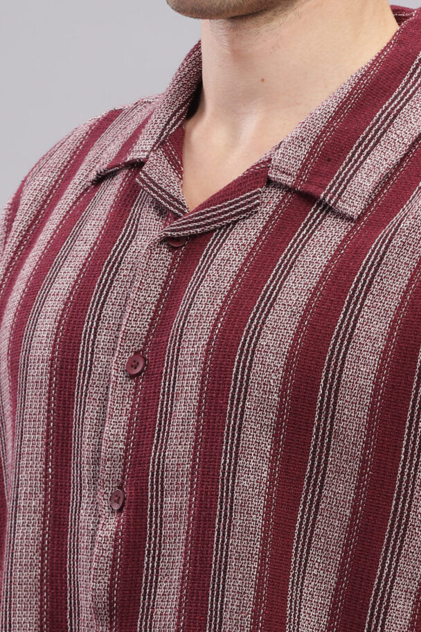 MAROON STRIP SHIRT