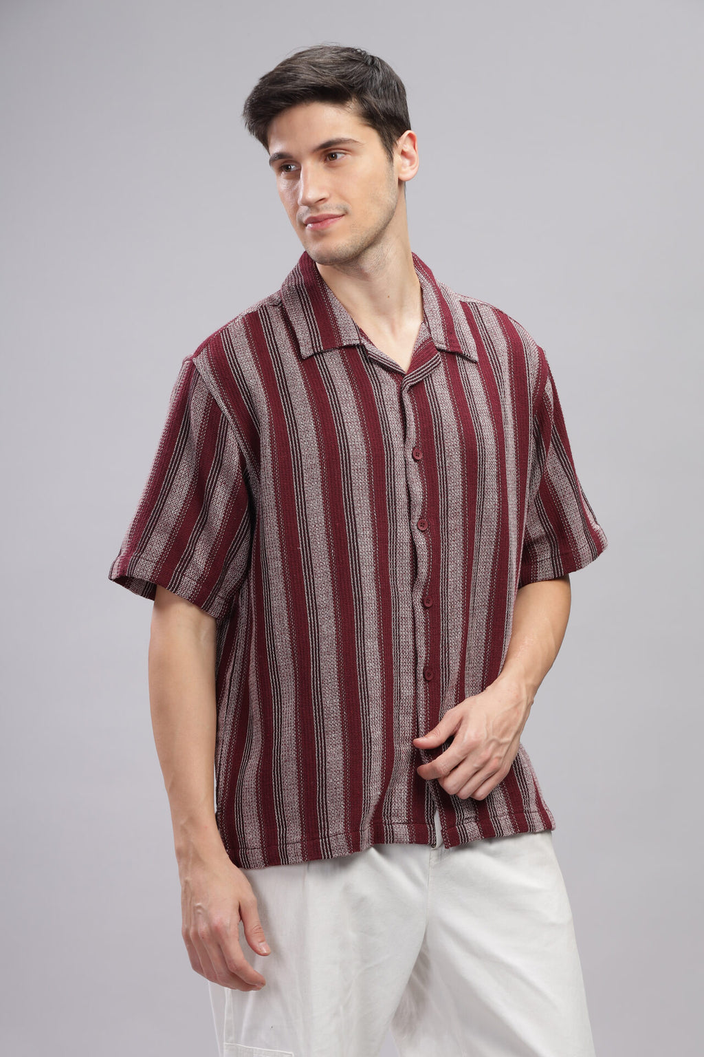 MAROON STRIP SHIRT