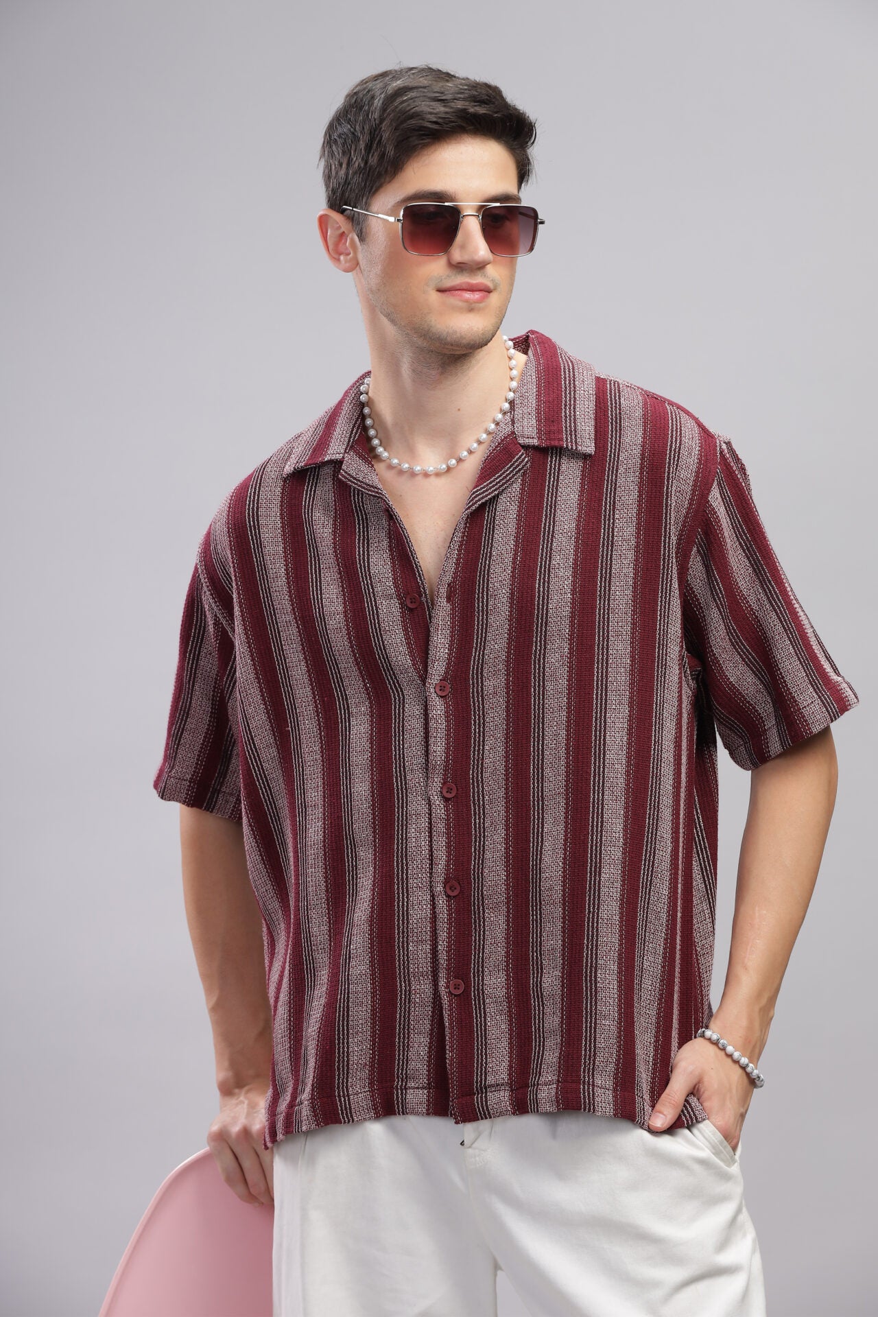 MAROON STRIP SHIRT