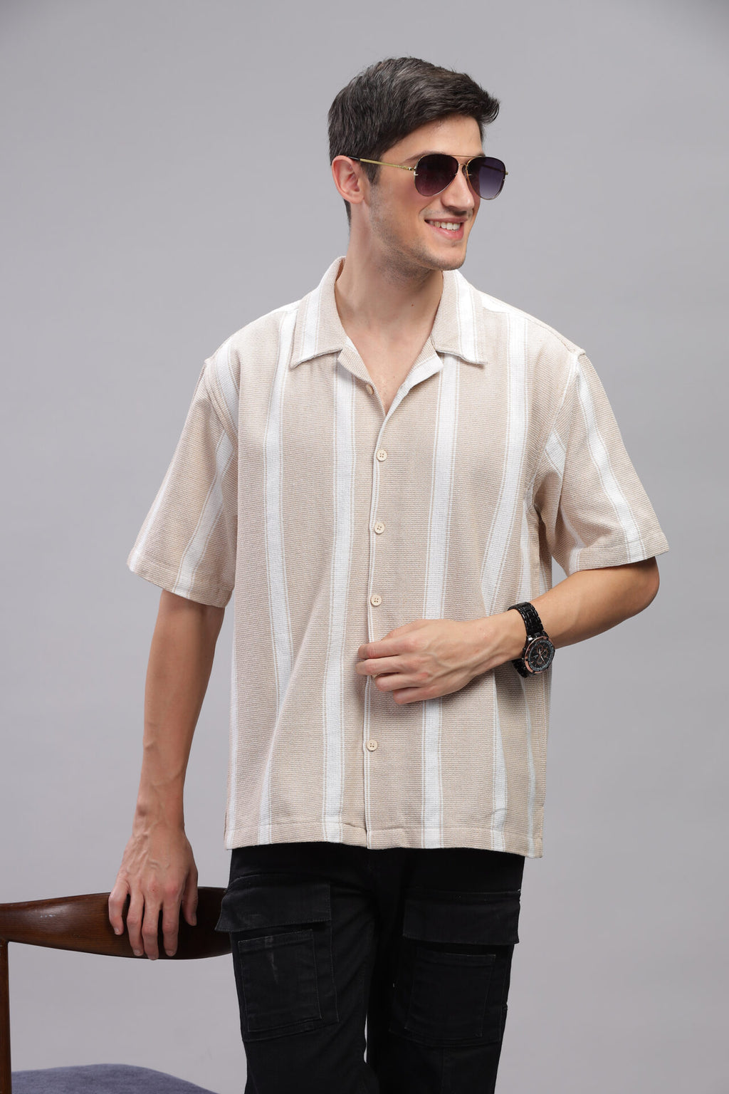 BEIGE STRIP SHIRT